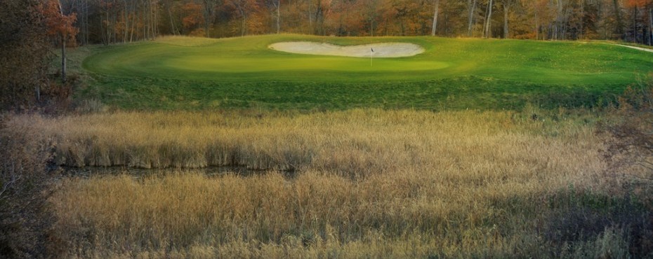 Golf Green with sandpit