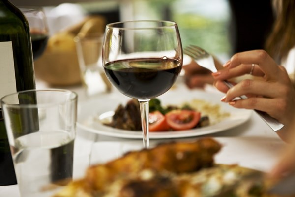 Wine at dinner